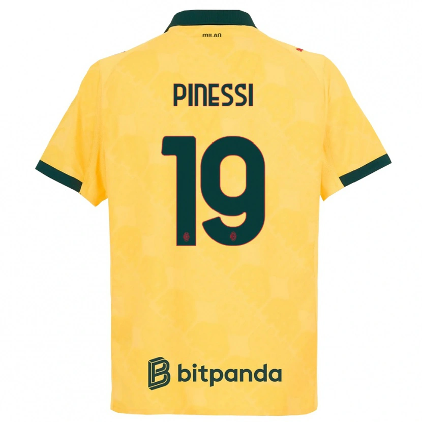 Danxen Dětské Riccardo Pinessi #19 Žlutá Černá Třetí Hráčské Dresy 2025/26 Dres