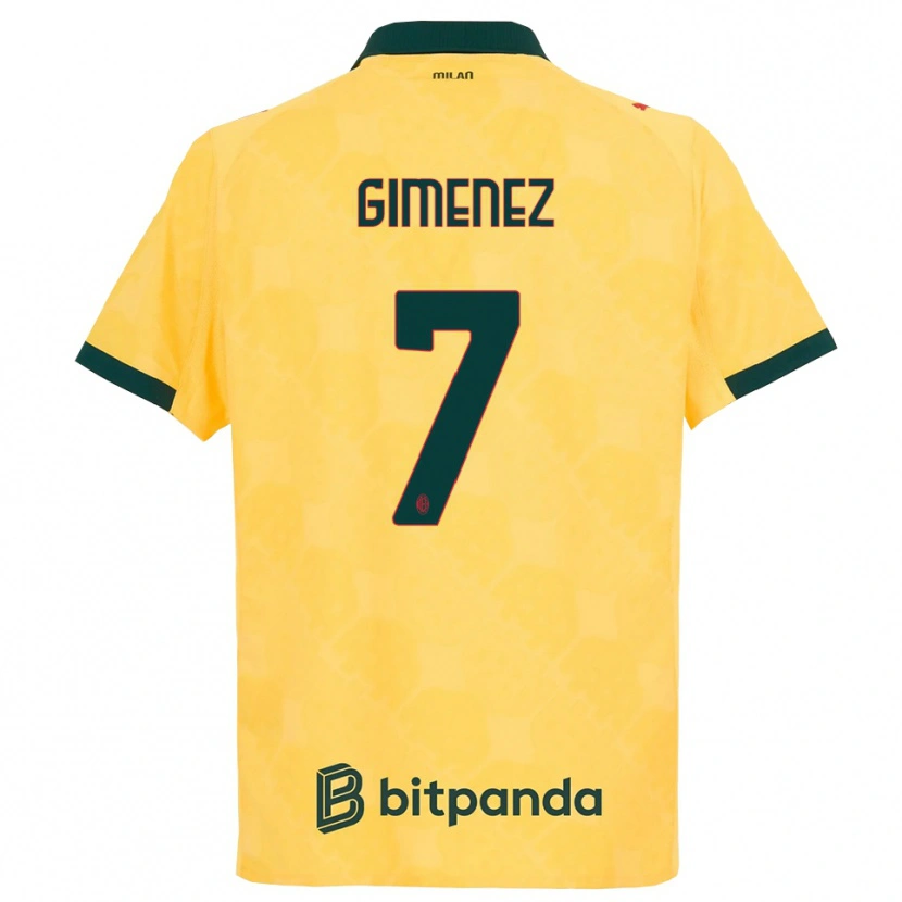 Danxen Dětské Santiago Gimenez #7 Žlutá Černá Třetí Hráčské Dresy 2025/26 Dres