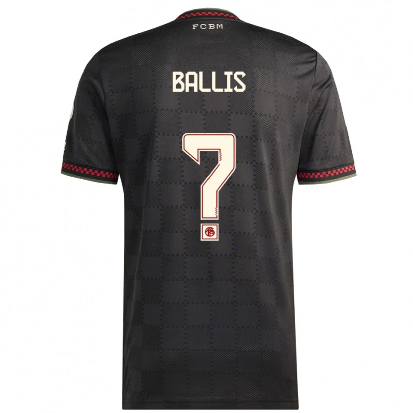 Danxen Dětské Benjamin Ballis #0 Černá Bílá Třetí Hráčské Dresy 2025/26 Dres