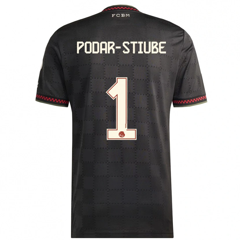 Danxen Dětské David Podar-Stiube #1 Černá Bílá Třetí Hráčské Dresy 2025/26 Dres