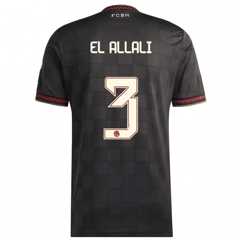 Danxen Dětské Jonas El Allali #3 Černá Bílá Třetí Hráčské Dresy 2025/26 Dres