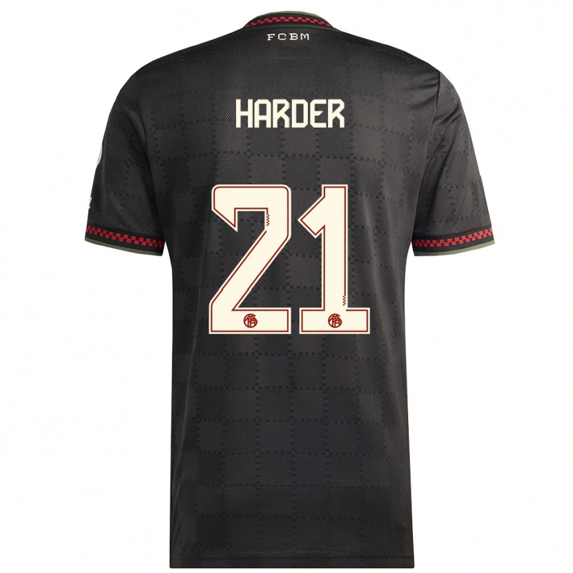 Danxen Dětské Pernille Harder #21 Černá Bílá Třetí Hráčské Dresy 2025/26 Dres
