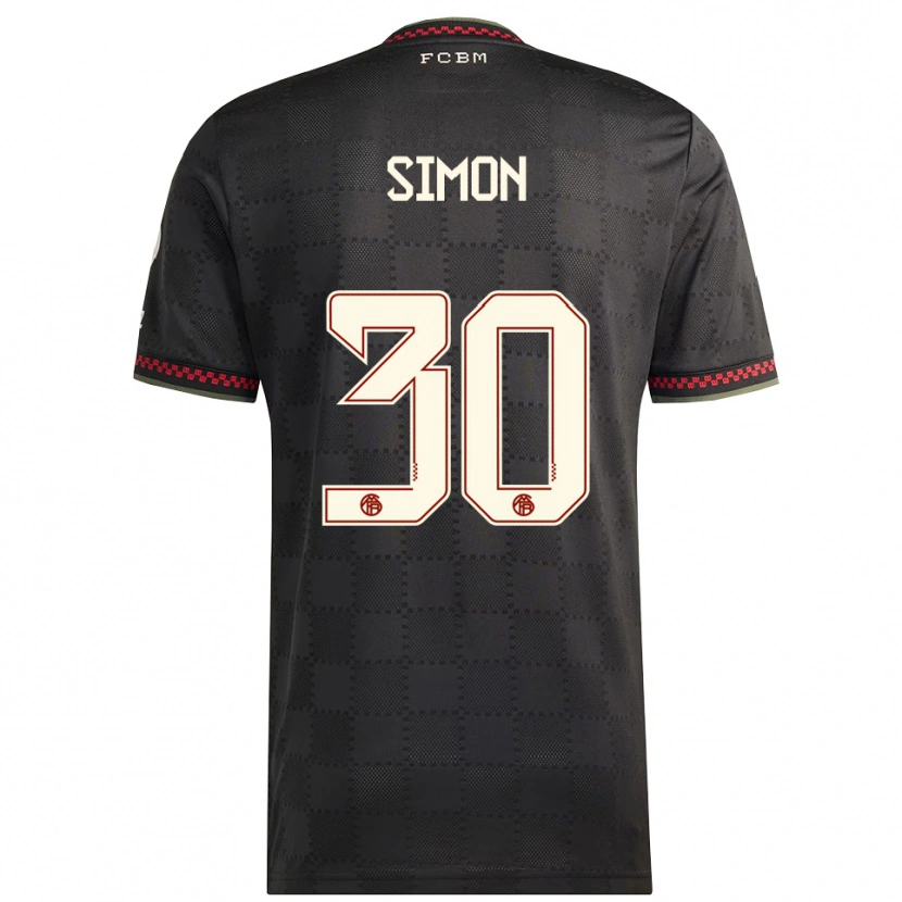 Danxen Dětské Carolin Simon #30 Černá Bílá Třetí Hráčské Dresy 2025/26 Dres