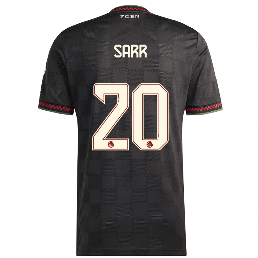 Danxen Dětské Bouna Sarr #20 Černá Bílá Třetí Hráčské Dresy 2025/26 Dres