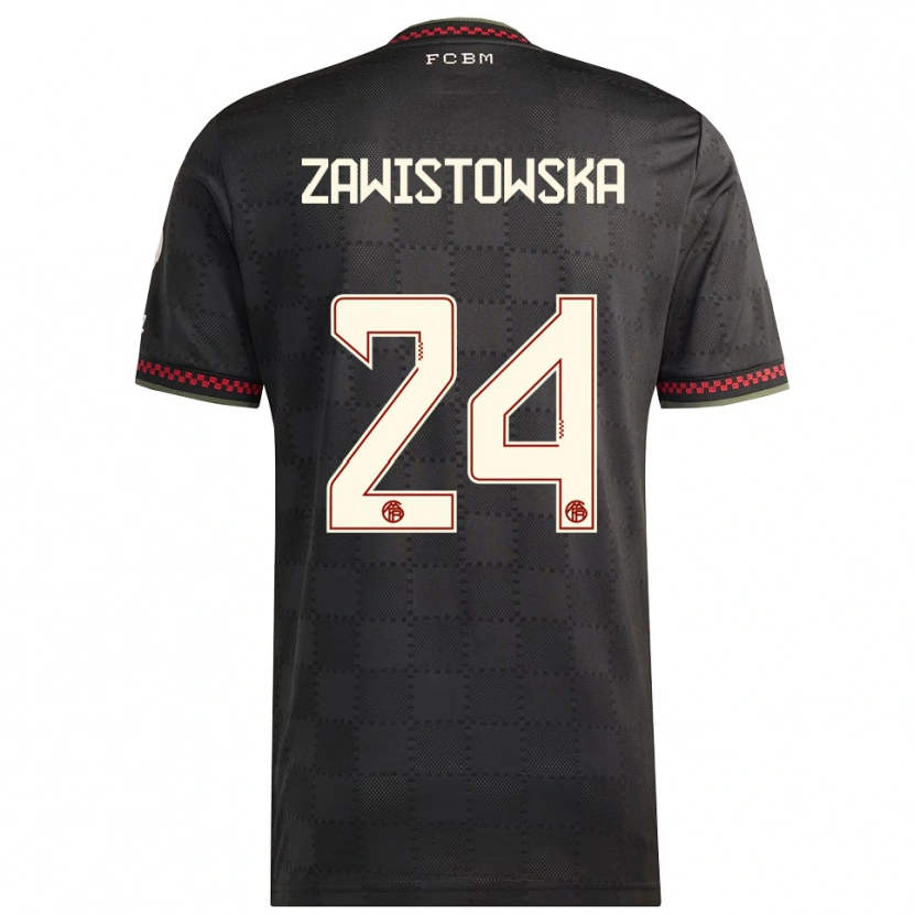 Danxen Dětské Weronika Zawistowska #24 Černá Bílá Třetí Hráčské Dresy 2025/26 Dres