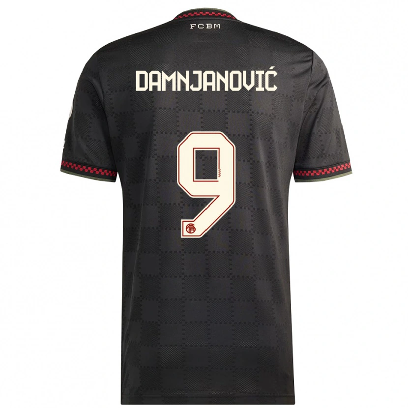 Danxen Dětské Jovana Damnjanović #9 Černá Bílá Třetí Hráčské Dresy 2025/26 Dres