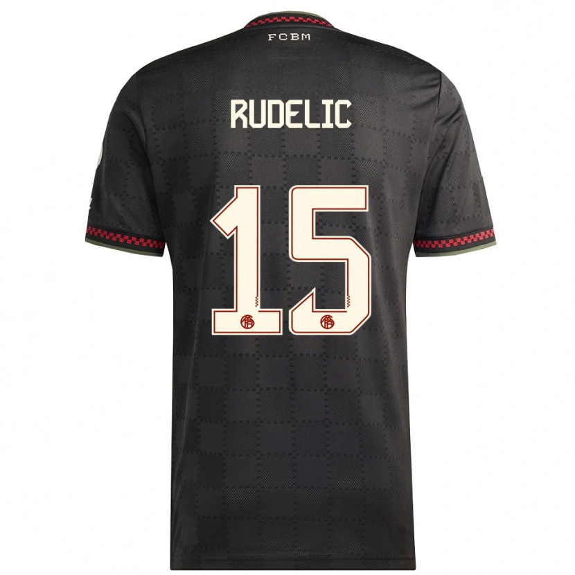 Danxen Dětské Ivana Rudelic #15 Černá Bílá Třetí Hráčské Dresy 2025/26 Dres