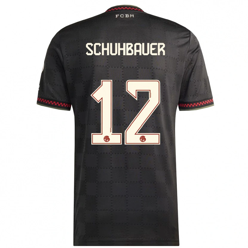 Danxen Dětské Maximilian Schuhbauer #12 Černá Bílá Třetí Hráčské Dresy 2025/26 Dres