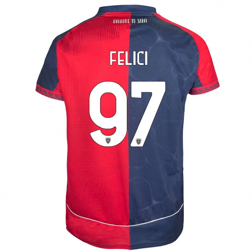 Danxen Pánské Mattia Felici #97 Červená Námořnická Modř Domů Hráčské Dresy 2025/26 Dres