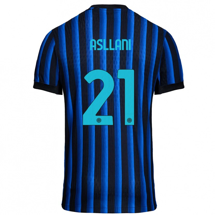 Danxen Pánské Kristjan Asllani #21 Černá Modrá Domů Hráčské Dresy 2025/26 Dres