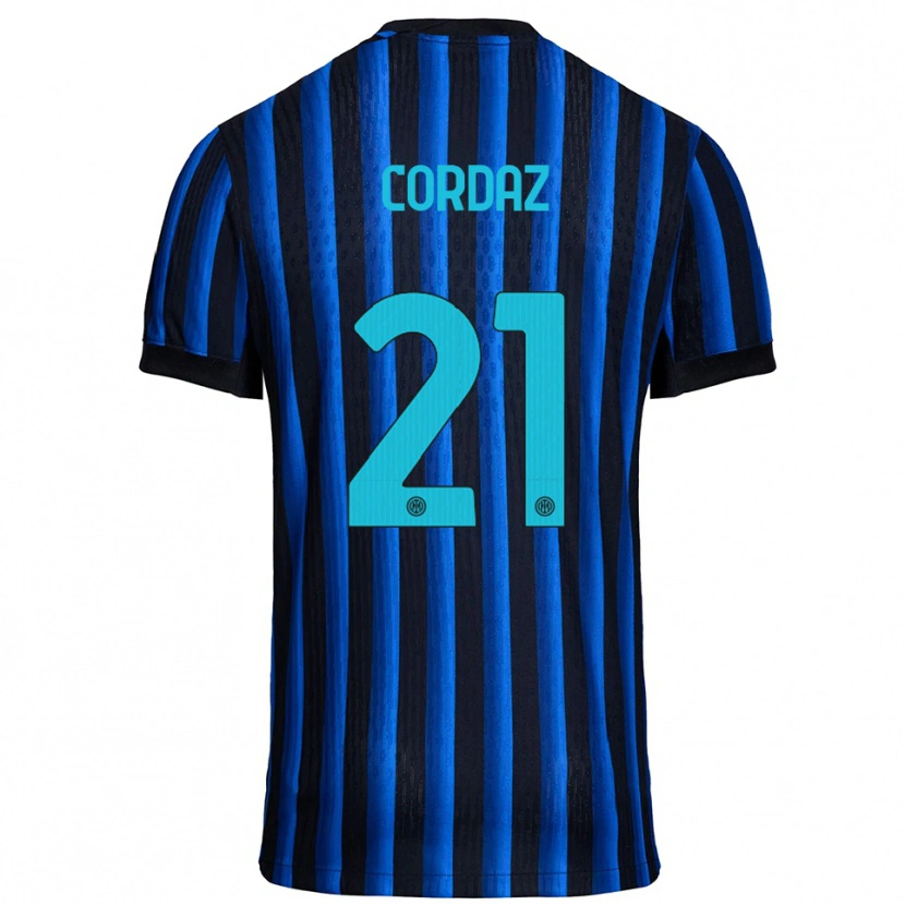 Danxen Pánské Alex Cordaz #21 Černá Modrá Domů Hráčské Dresy 2025/26 Dres