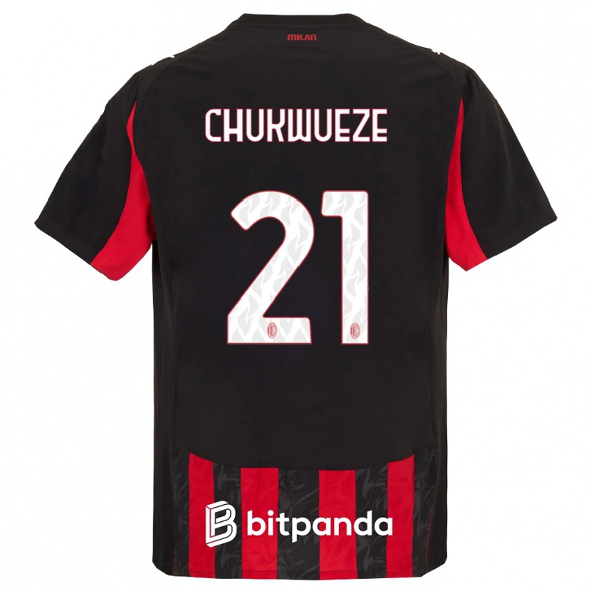 Danxen Pánské Samuel Chukwueze #21 Červená Černá Domů Hráčské Dresy 2025/26 Dres