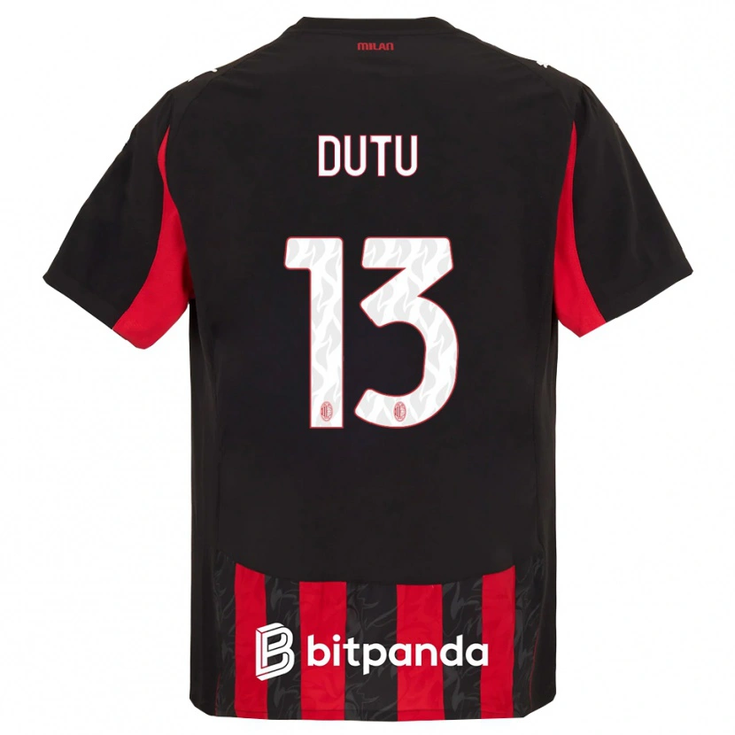 Danxen Pánské Matteo Duțu #13 Červená Černá Domů Hráčské Dresy 2025/26 Dres