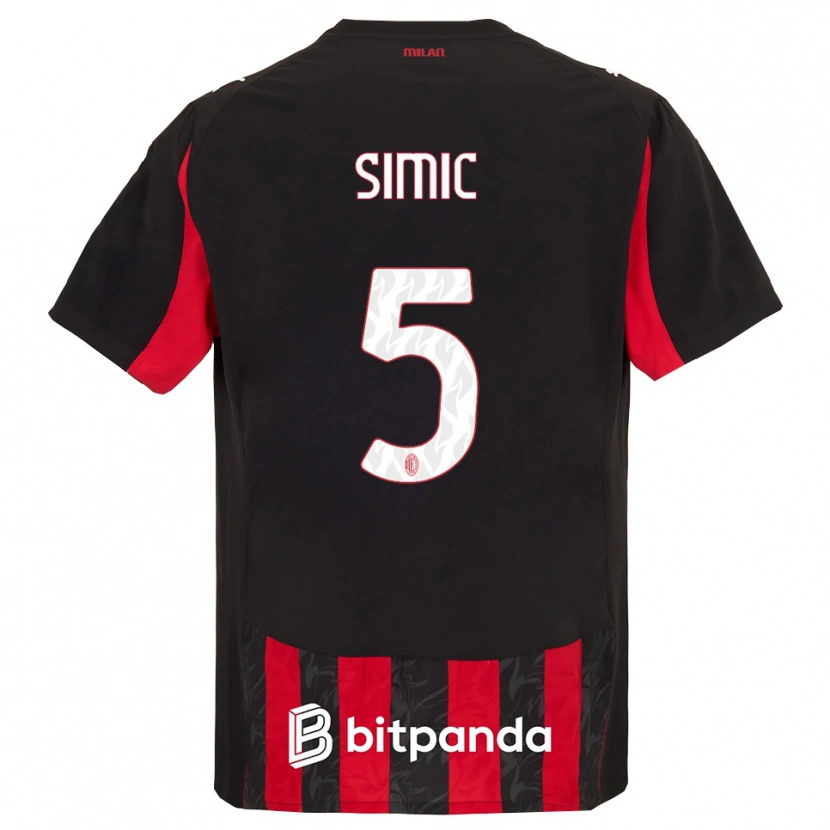 Danxen Pánské Jan-Carlo Simic #5 Červená Černá Domů Hráčské Dresy 2025/26 Dres