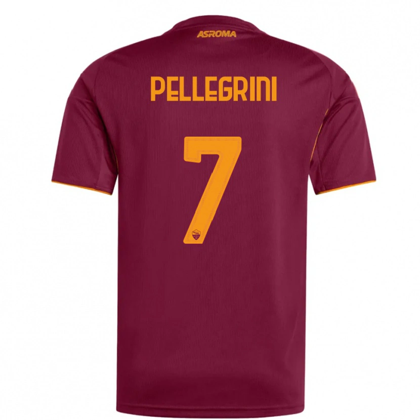 Danxen Pánské Lorenzo Pellegrini #7 Burgundská Oranžová Domů Hráčské Dresy 2025/26 Dres