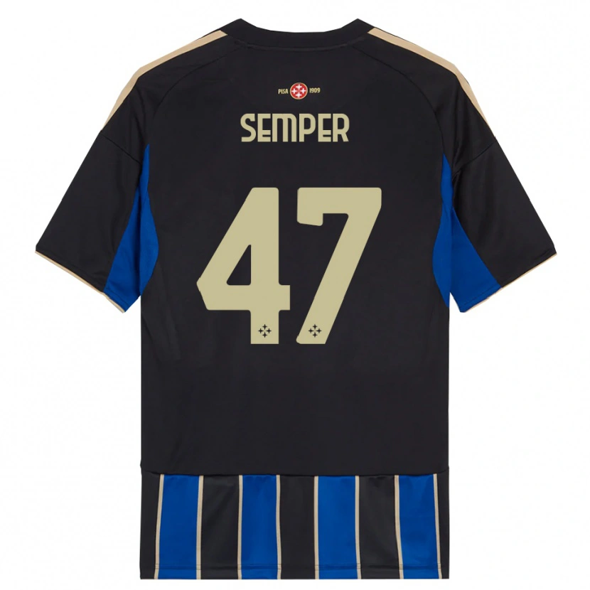 Danxen Pánské Adrian Semper #47 Černá Modrá Domů Hráčské Dresy 2025/26 Dres