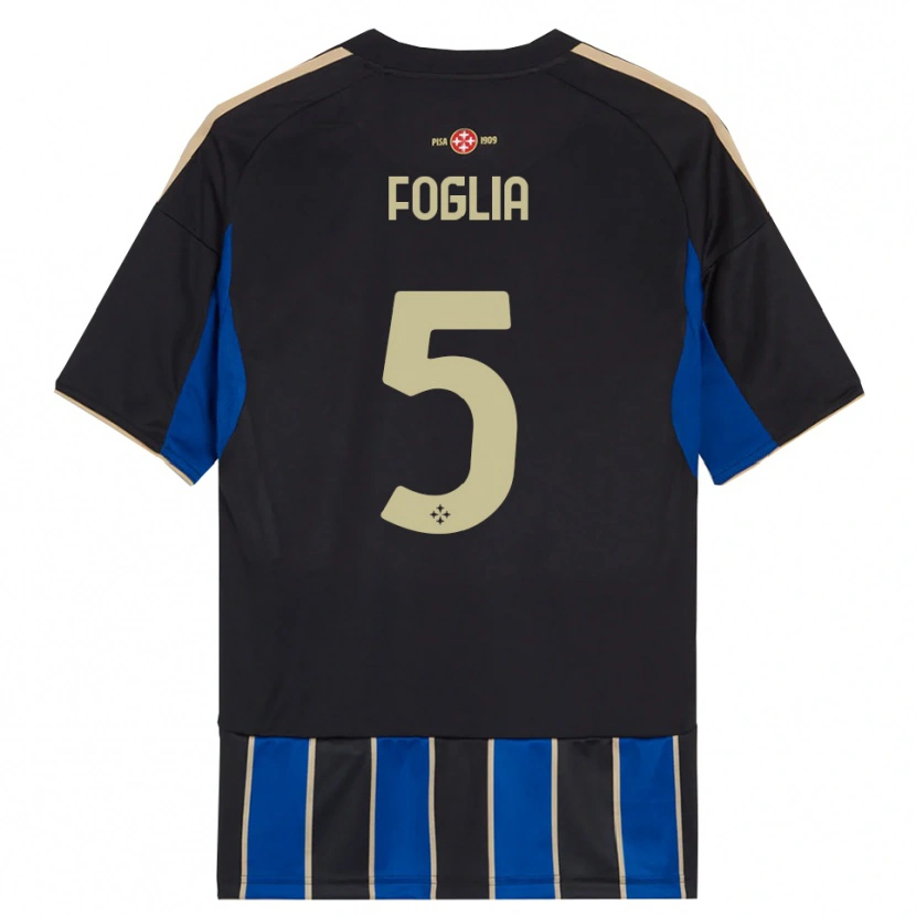 Danxen Pánské Lorenzo Foglia #5 Černá Modrá Domů Hráčské Dresy 2025/26 Dres