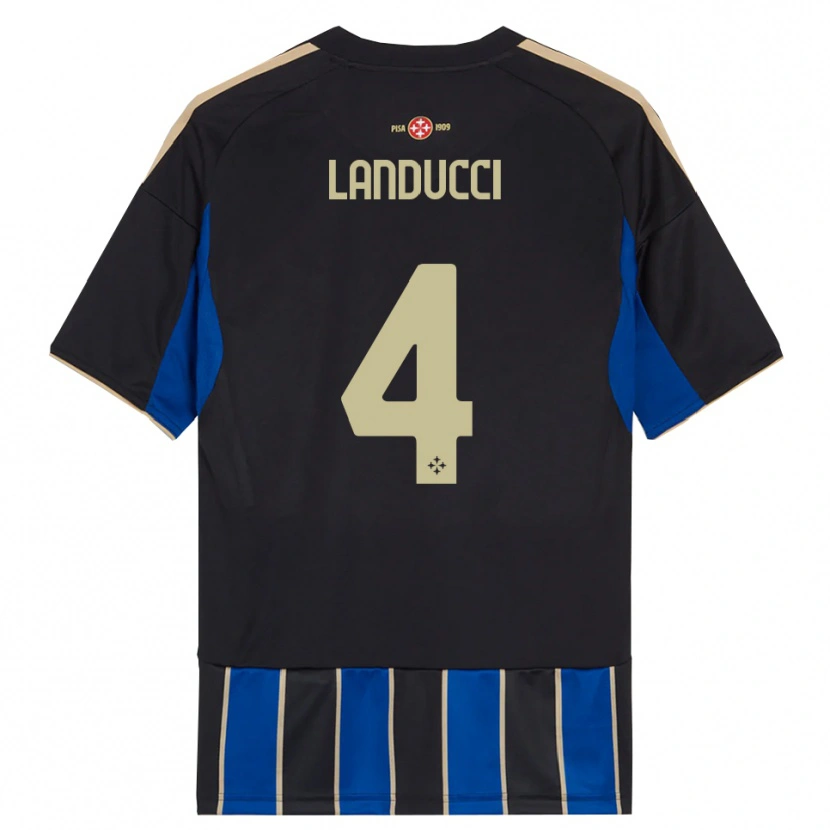 Danxen Pánské Umberto Landucci #4 Černá Modrá Domů Hráčské Dresy 2025/26 Dres