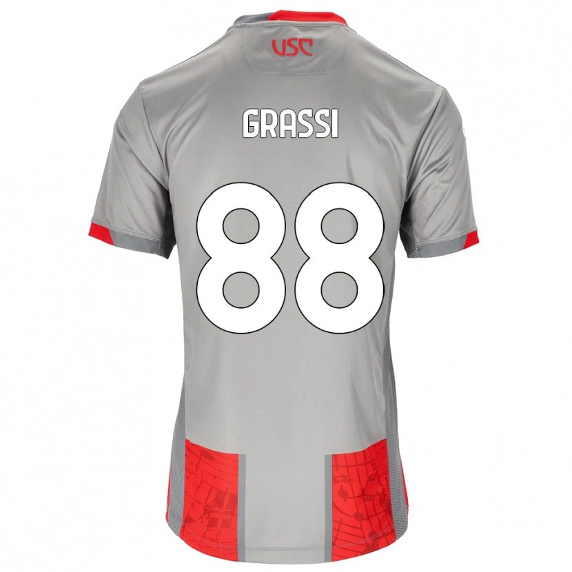 Danxen Pánské Alberto Grassi #88 Červená Šedá Domů Hráčské Dresy 2025/26 Dres