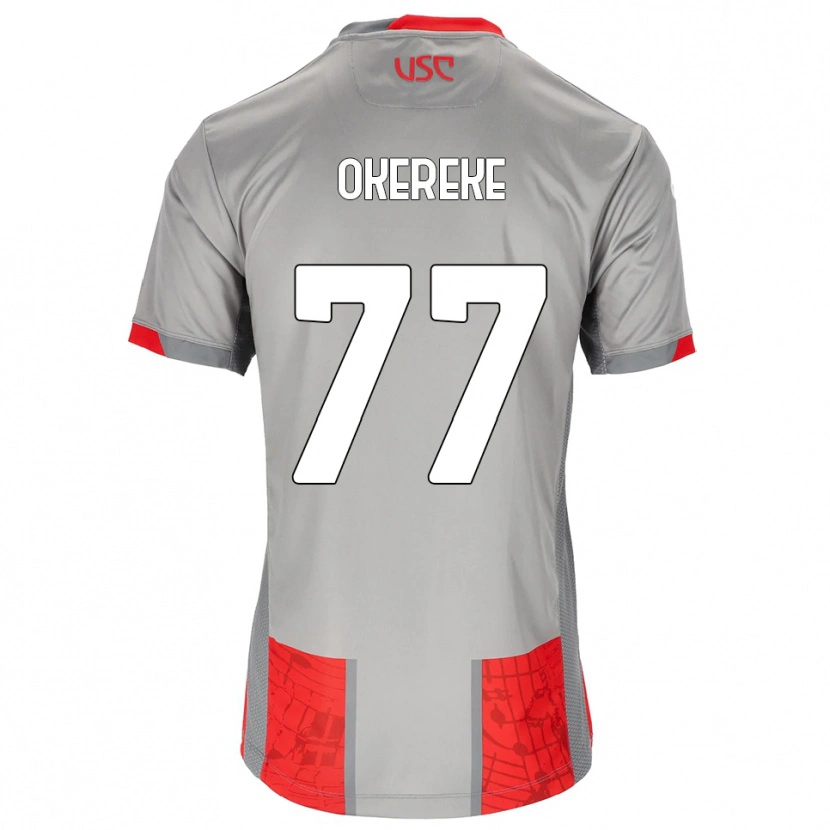 Danxen Pánské David Okereke #77 Červená Šedá Domů Hráčské Dresy 2025/26 Dres