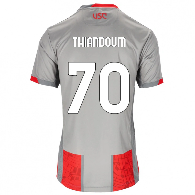 Danxen Pánské Omar Thiandoum #70 Červená Šedá Domů Hráčské Dresy 2025/26 Dres