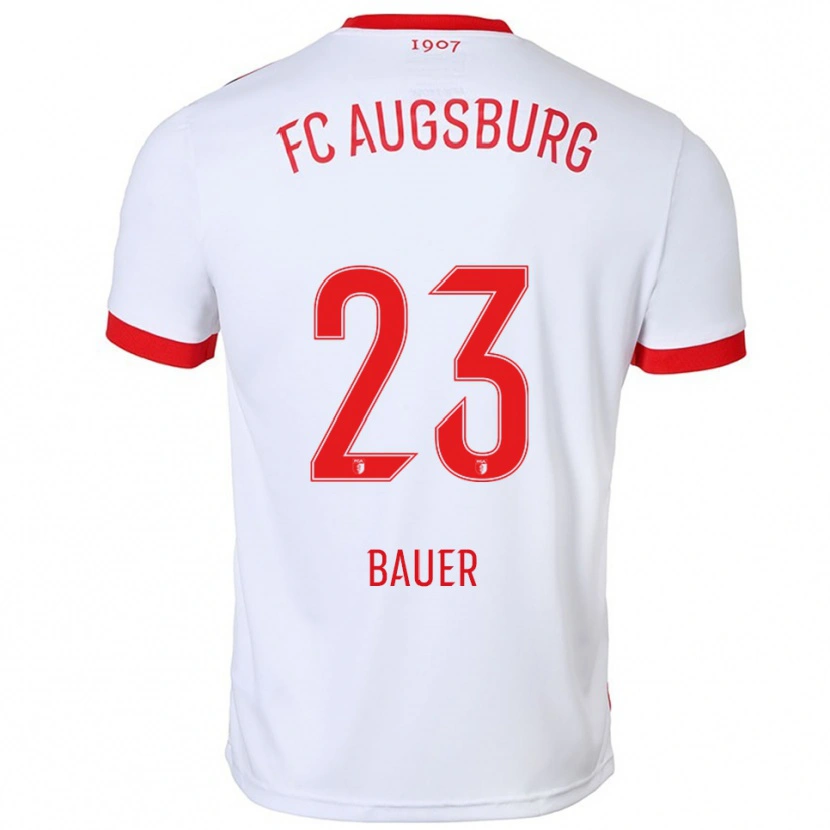 Danxen Pánské Maximilian Bauer #23 Bílá Červená Domů Hráčské Dresy 2025/26 Dres