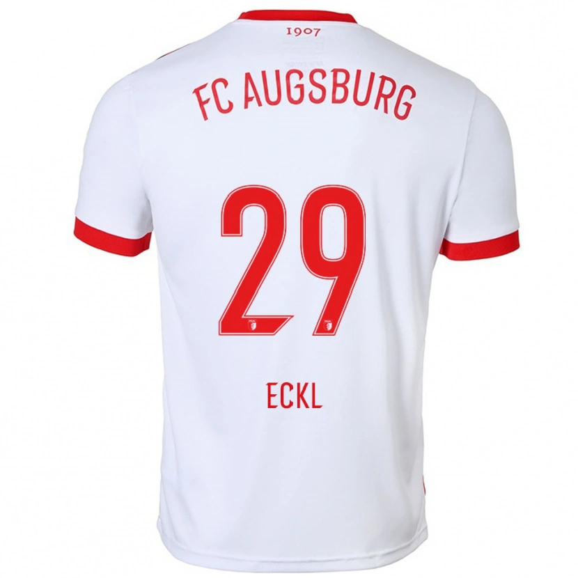 Danxen Pánské Florian Eckl #29 Bílá Červená Domů Hráčské Dresy 2025/26 Dres