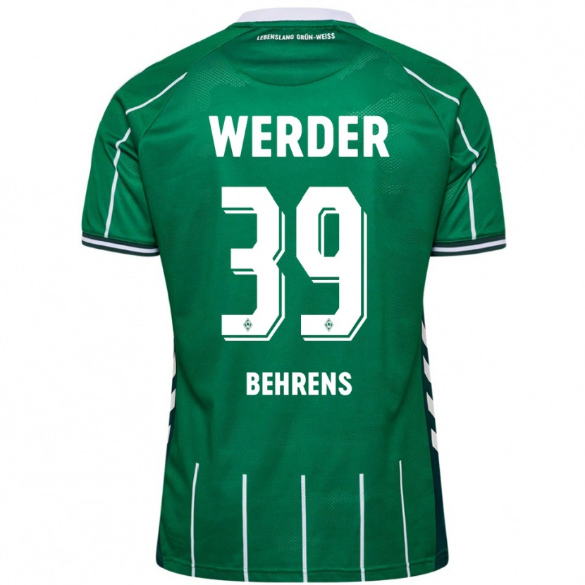 Danxen Pánské Jette Behrens #39 Zelená Bílá Domů Hráčské Dresy 2025/26 Dres