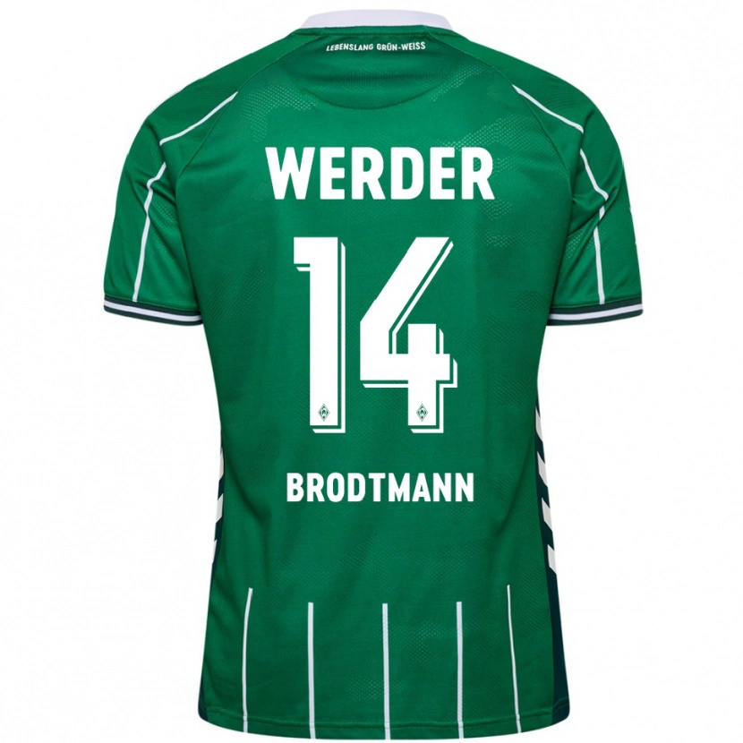 Danxen Pánské Linus Brodtmann #14 Zelená Bílá Domů Hráčské Dresy 2025/26 Dres