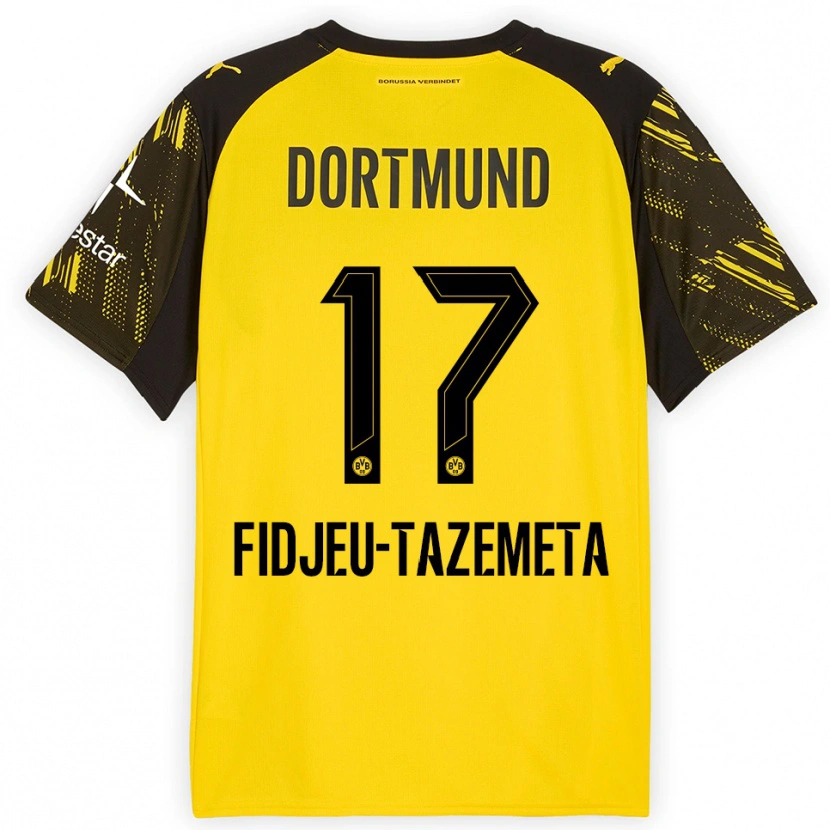 Danxen Pánské Thierry Fidjeu-Tazemeta #17 Žlutá Černá Domů Hráčské Dresy 2025/26 Dres