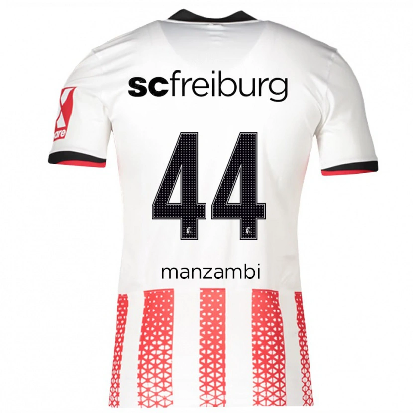 Danxen Pánské Johan Manzambi #44 Bílá Červená Domů Hráčské Dresy 2025/26 Dres
