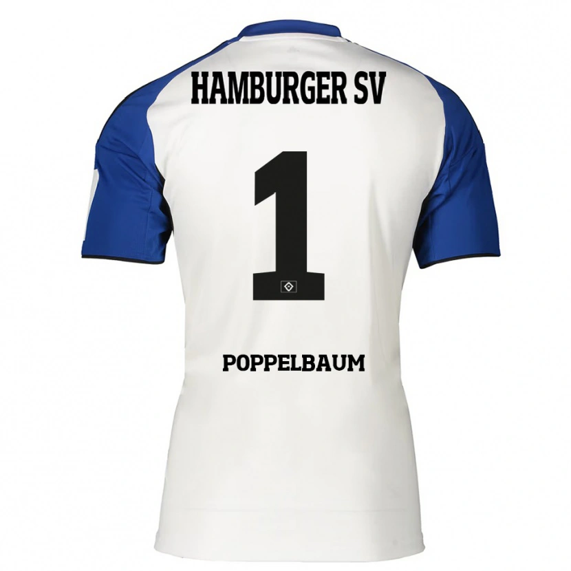 Danxen Pánské Colin Poppelbaum #1 Bílá Modrá Domů Hráčské Dresy 2025/26 Dres