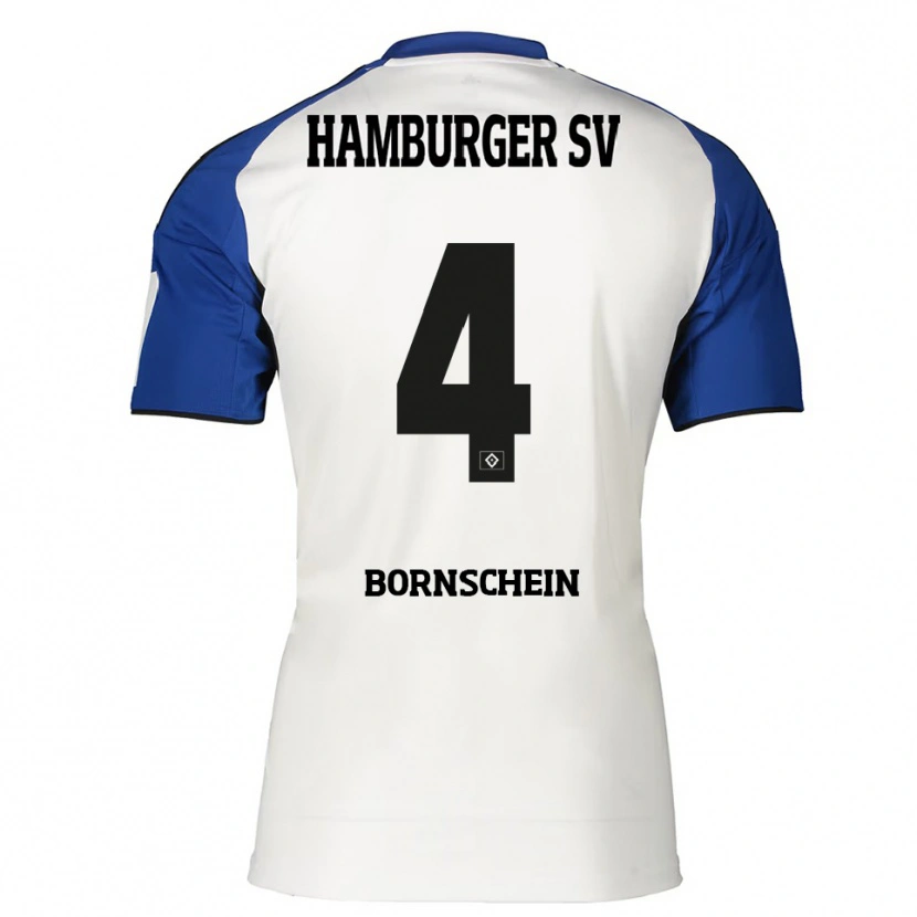 Danxen Pánské Lukas Bornschein #4 Bílá Modrá Domů Hráčské Dresy 2025/26 Dres