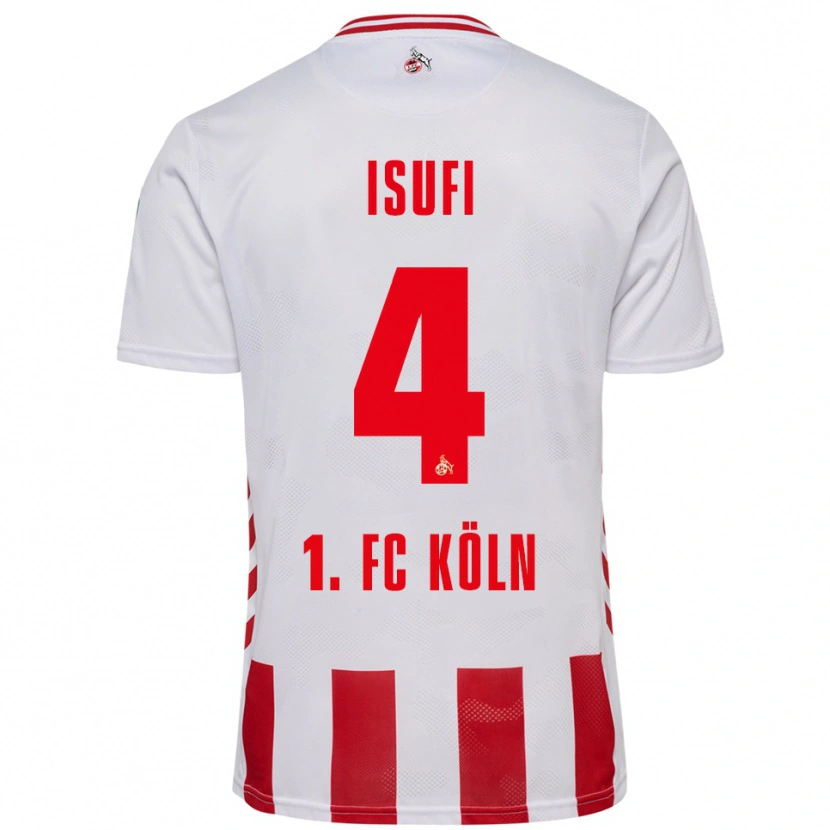 Danxen Pánské Leo Isufi #4 Bílá Červená Domů Hráčské Dresy 2025/26 Dres