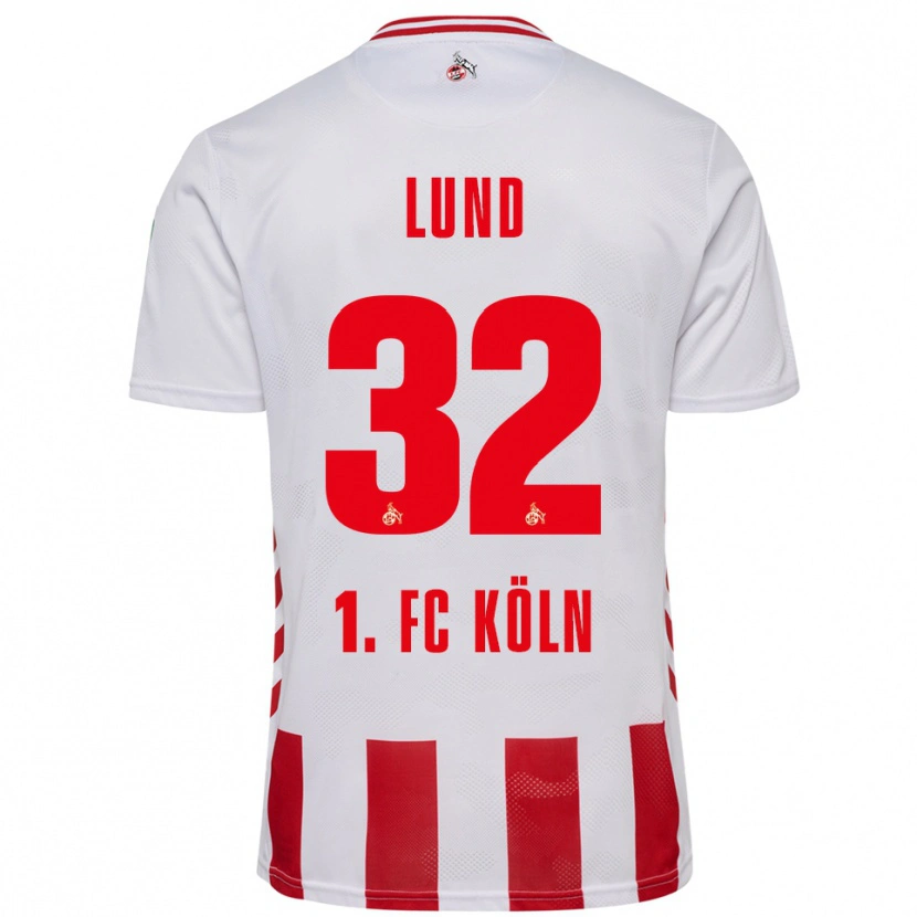 Danxen Pánské Kristoffer Lund #32 Bílá Červená Domů Hráčské Dresy 2025/26 Dres