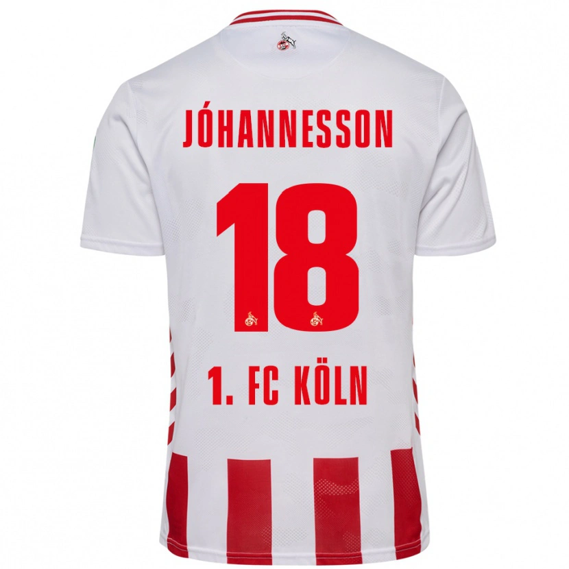 Danxen Pánské Ísak Jóhannesson #18 Bílá Červená Domů Hráčské Dresy 2025/26 Dres