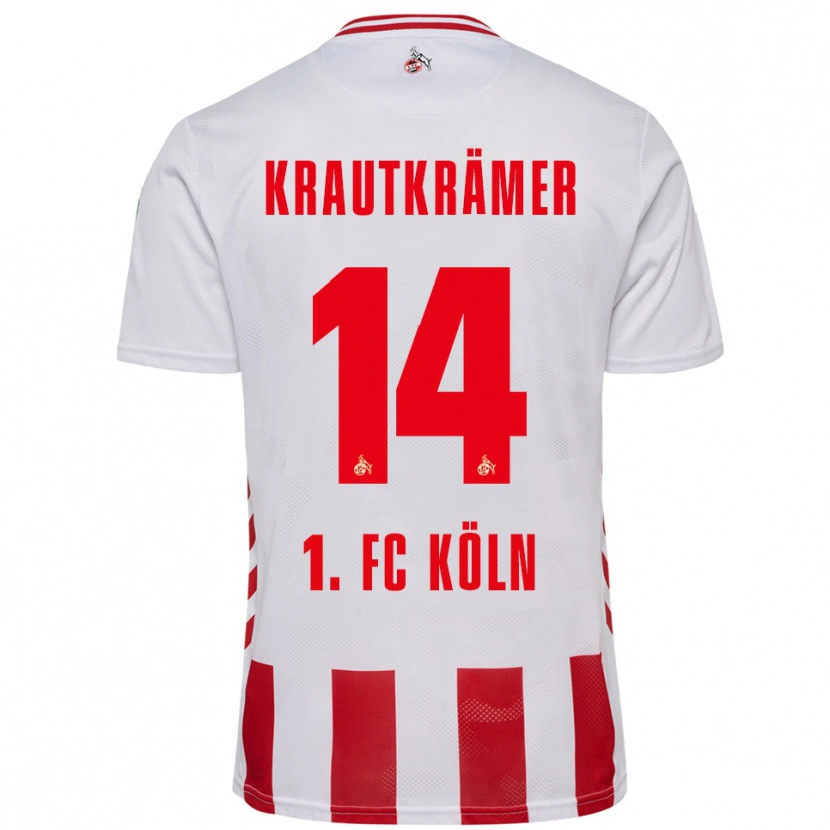 Danxen Pánské Jakob Krautkrämer #14 Bílá Červená Domů Hráčské Dresy 2025/26 Dres
