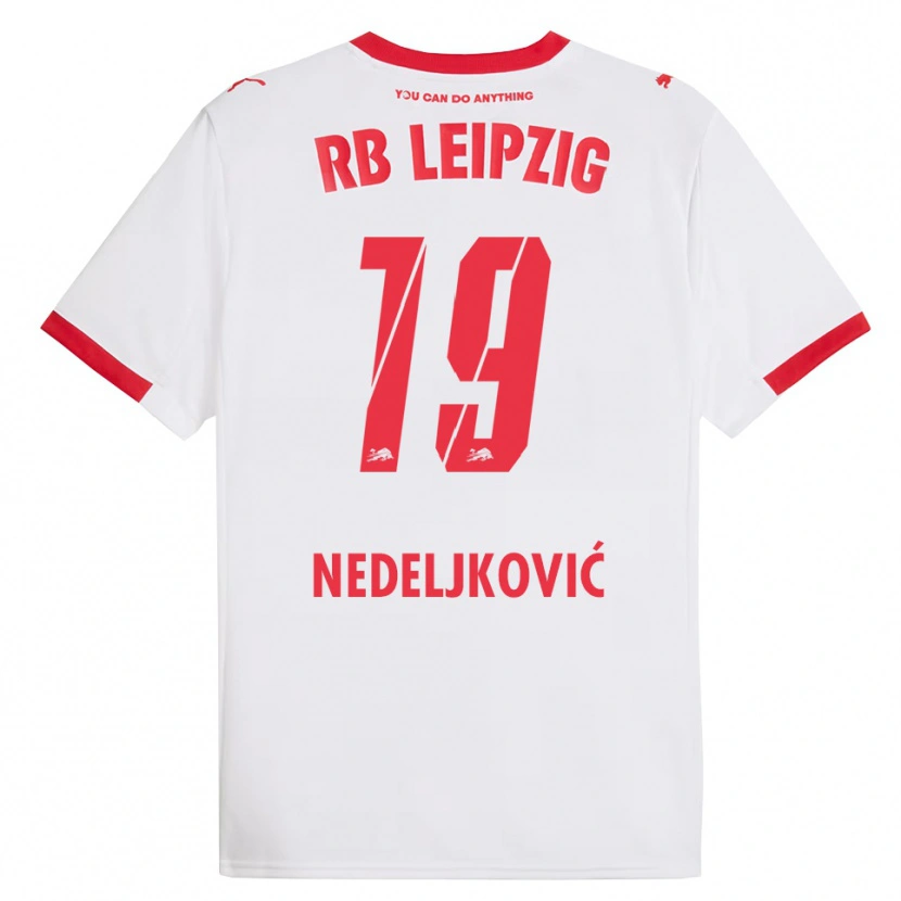 Danxen Pánské Kosta Nedeljkovic #19 Bílá Červená Domů Hráčské Dresy 2025/26 Dres