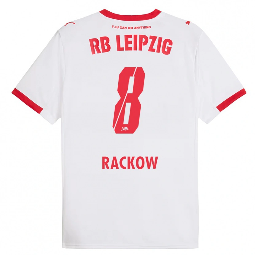 Danxen Pánské Gianna Rackow #8 Bílá Červená Domů Hráčské Dresy 2025/26 Dres