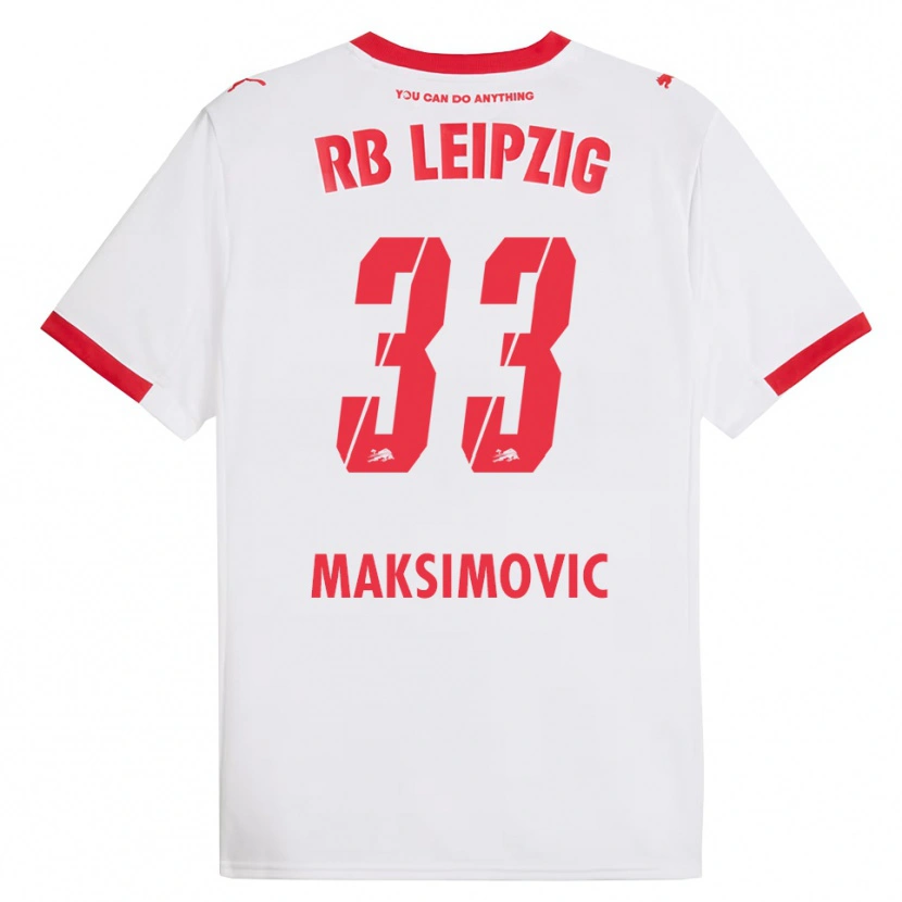 Danxen Pánské Andrija Maksimovic #33 Bílá Červená Domů Hráčské Dresy 2025/26 Dres