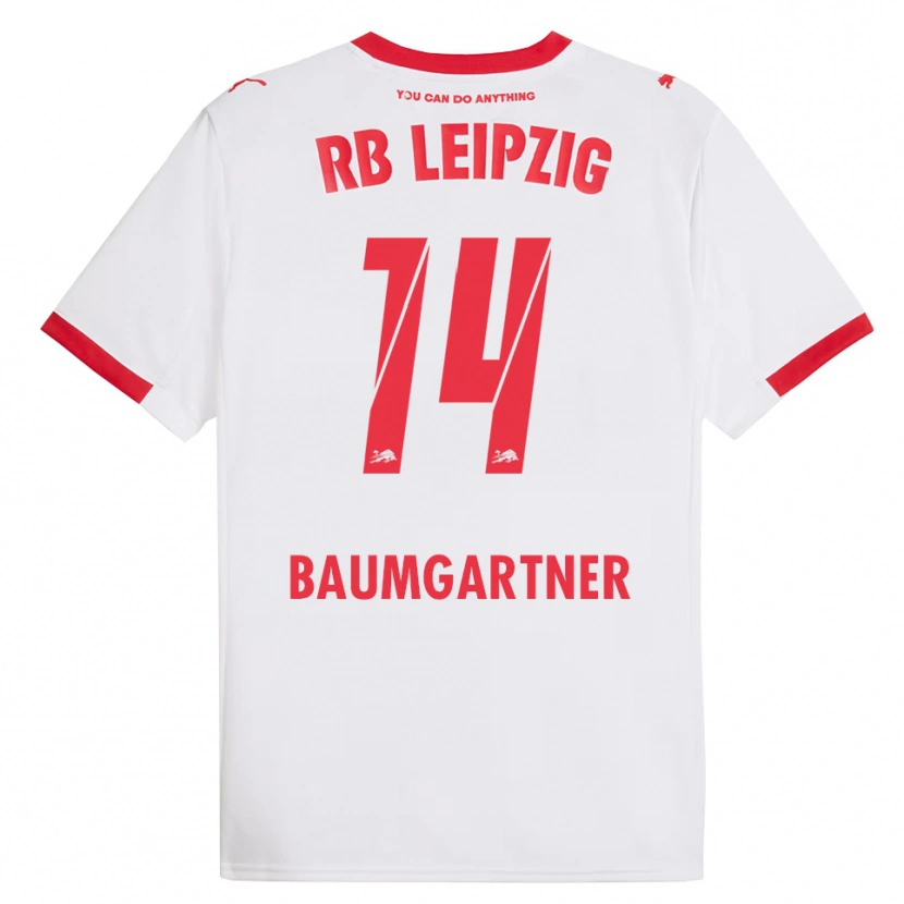 Danxen Pánské Christoph Baumgartner #14 Bílá Červená Domů Hráčské Dresy 2025/26 Dres
