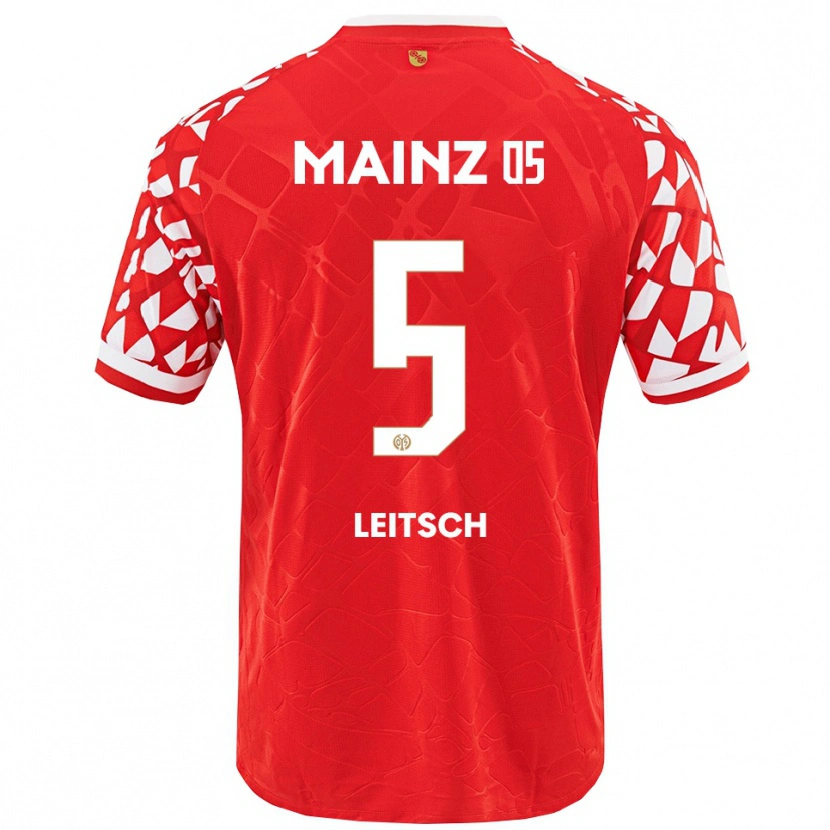 Danxen Pánské Maxim Leitsch #5 Červená Bílá Domů Hráčské Dresy 2025/26 Dres