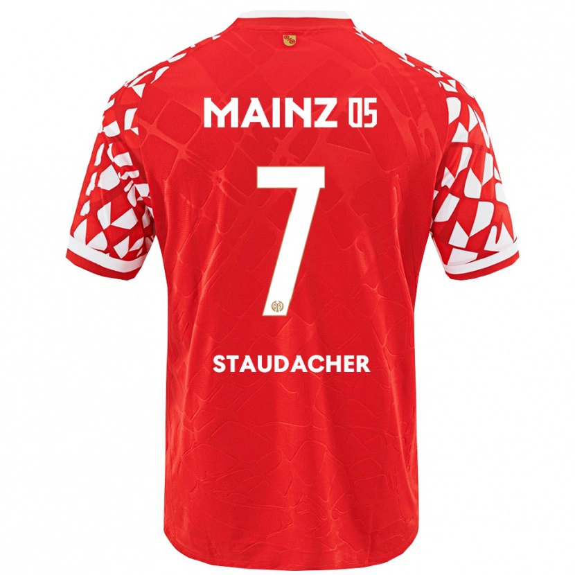 Danxen Pánské Leon Staudacher #7 Červená Bílá Domů Hráčské Dresy 2025/26 Dres