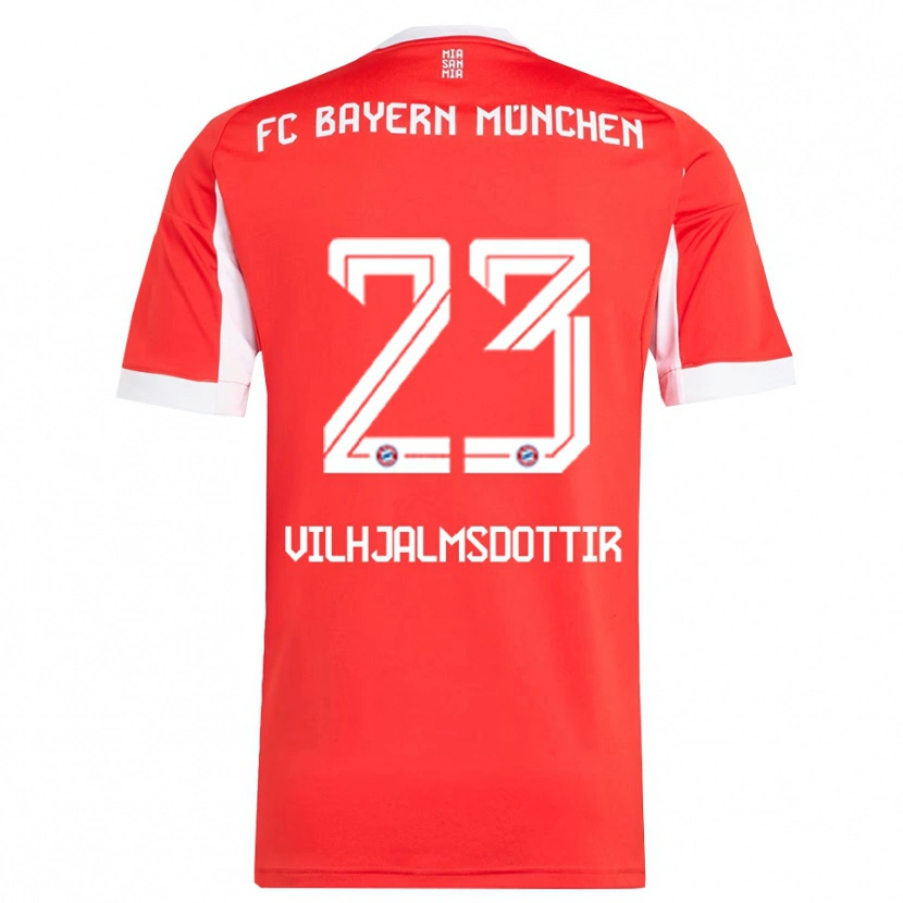 Danxen Pánské Karolina Lea Vilhjalmsdottir #23 Červená Bílá Domů Hráčské Dresy 2025/26 Dres