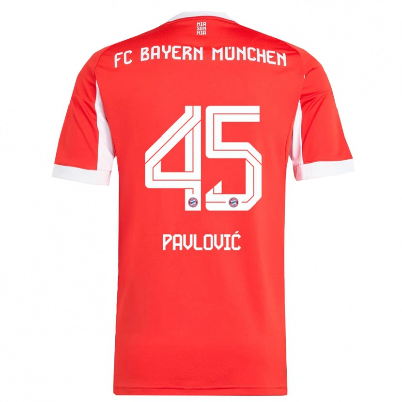 Danxen Pánské Aleksandar Pavlovic #45 Červená Bílá Domů Hráčské Dresy 2025/26 Dres