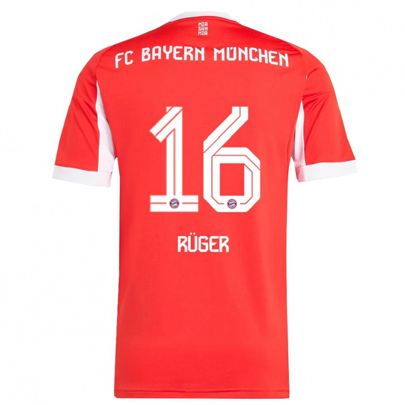 Danxen Pánské Kurt Rüger #16 Červená Bílá Domů Hráčské Dresy 2025/26 Dres