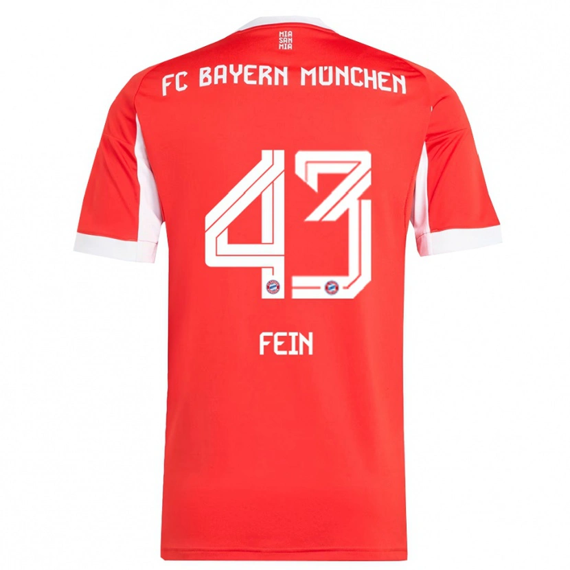 Danxen Pánské Adrian Fein #43 Červená Bílá Domů Hráčské Dresy 2025/26 Dres