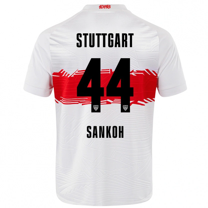 Danxen Pánské Mohamed Sankoh #44 Bílá Červená Domů Hráčské Dresy 2025/26 Dres