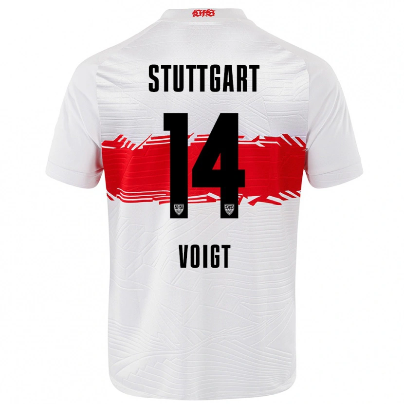 Danxen Pánské Max Voigt #14 Bílá Červená Domů Hráčské Dresy 2025/26 Dres