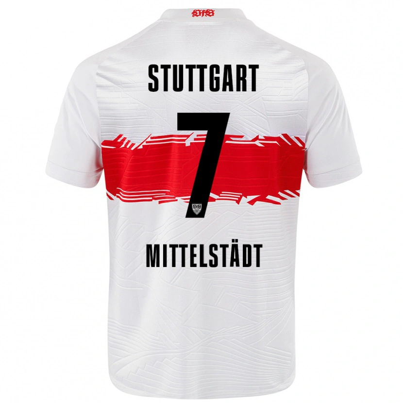 Danxen Pánské Maximilian Mittelstädt #7 Bílá Červená Domů Hráčské Dresy 2025/26 Dres